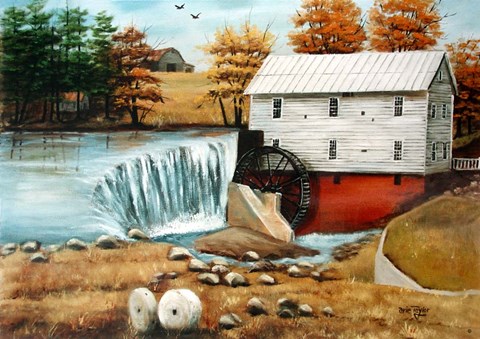 Framed Murray&#39;s Mill in the Fall Print