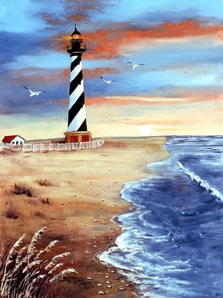 Framed Cape Hatteras And Sea Oats Print