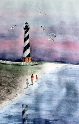 Framed Cape Hatteras Watercolor Print
