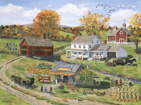 Framed Scarecrow Farm Stand Print