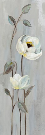 Framed Neutral Branches I on Gray Print