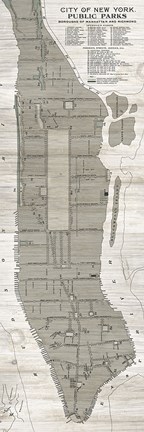 Framed New York Parks Map Vertical Print