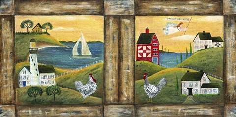 Framed Peace On Earth Country Chicken Rooster Print