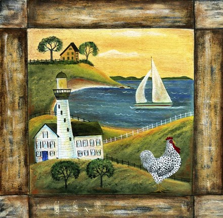 Framed Peace On Earth Country Chicken Rooster Square Print