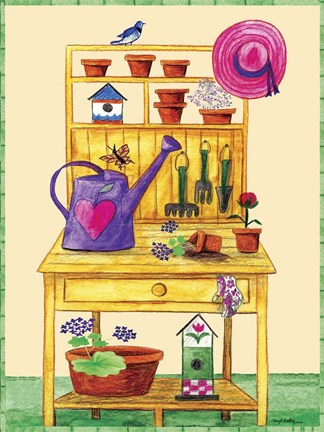 Framed Garden Bench Print