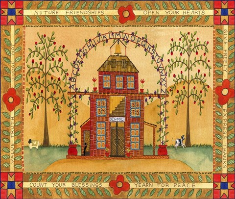 Framed School House Blessings Nurture Friendships Print