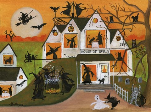 Framed Halloween Witch House Of Spells Print
