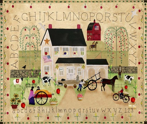 Framed American General Store Sampler Print