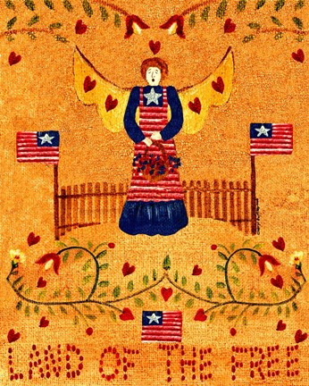 Framed Land Of The Free American Angel Print