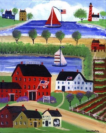 Framed Seaside Village Print