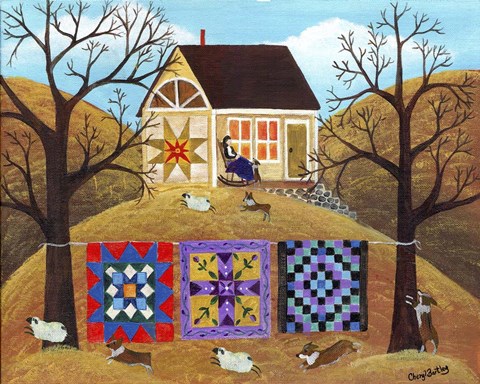 Framed Mama&#39;s Corgi Quilt Farm Print