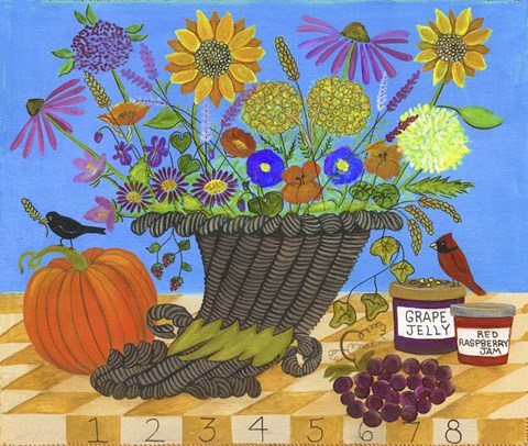 Framed Cornucopia Thanksgiving Sampler Bouquet Lang 2017 Print