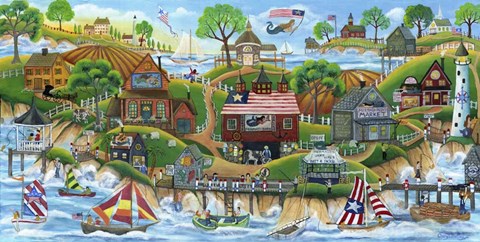 Framed Mermaid Village by the Sea Print