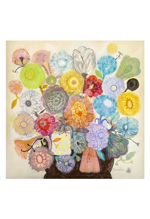 Framed Golden Flowers Print