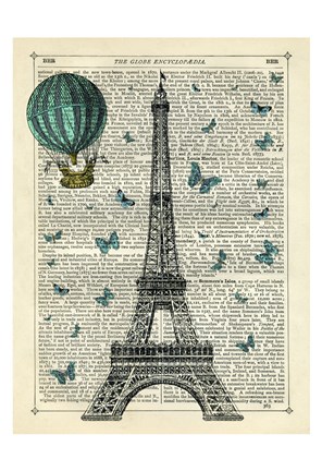 Framed Eiffel Butterflies Print