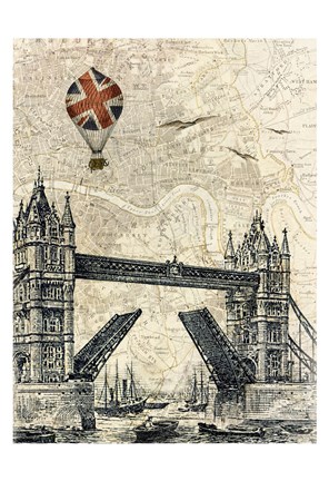 Framed Tower Bridge Balloon Print