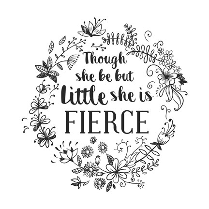 Framed Though She Be But Little - Wreath Doodle White Print