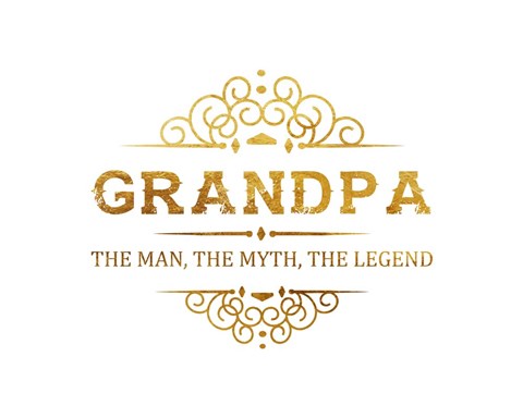 Framed Grandpa: The Man, The Myth, The Legend - White and Gold Print