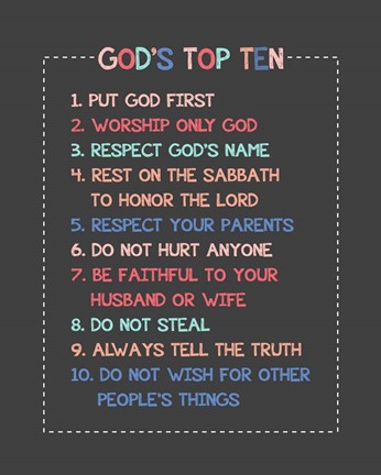 Framed God&#39;s Top Ten Stitch Border - Pink Print