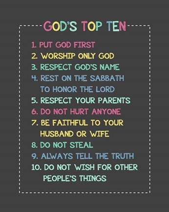 Framed God&#39;s Top Ten Stitch Border - Rainbow Print