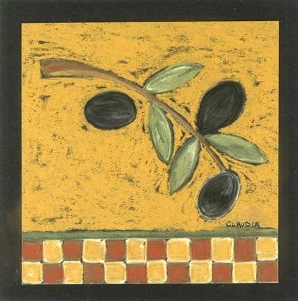 Framed Tuscan Olive Branch II Print