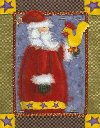 Framed Santa &amp; Bird Print