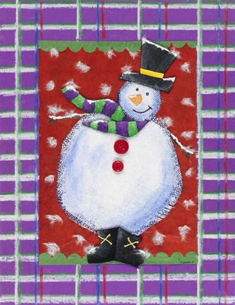 Framed Happy Snowman in Boots Print