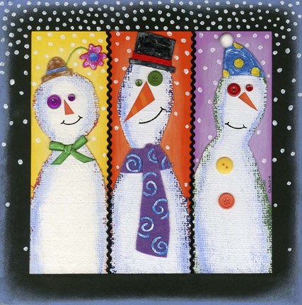 Framed Three Tall Snowmen Print
