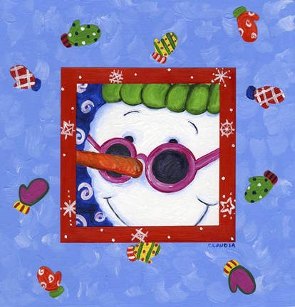 Framed Snowman Glasses Print