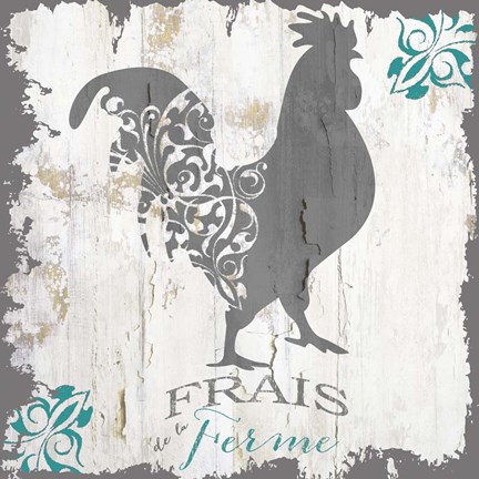 Framed Ferme Teal 1 Print