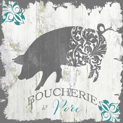 Framed Ferme Teal 2 Print