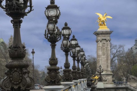 Framed Art Nouveau Lamps Posts on Pont Alexandre III - I Print