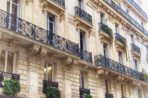 Framed Facade Along The Seine Print