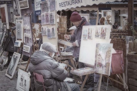 Framed Monmartre Artist Working On Place du Tertre I Print