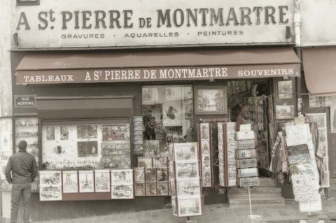 Framed Monmartre Shop 1 Print