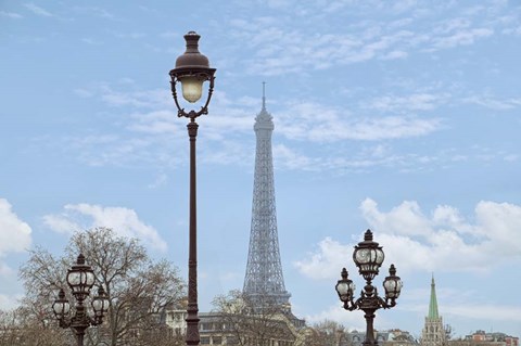 Framed Street Lamps And Eiffel Tower Print
