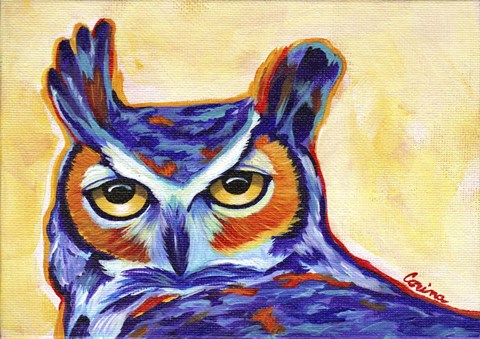 Framed Blue Owl Print