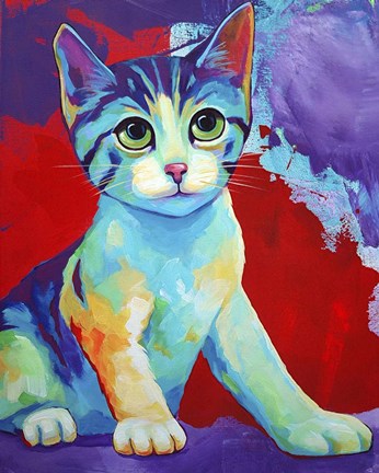 Framed Colorful Kitten Finningan Print