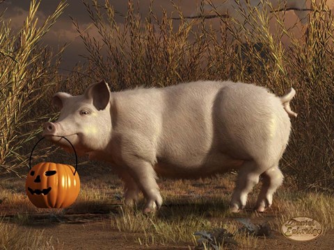 Framed Halloween Pig Print