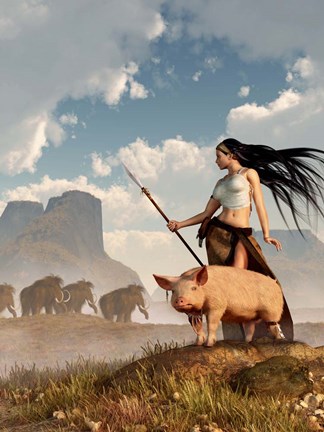 Framed Savage Hunting Pig Print