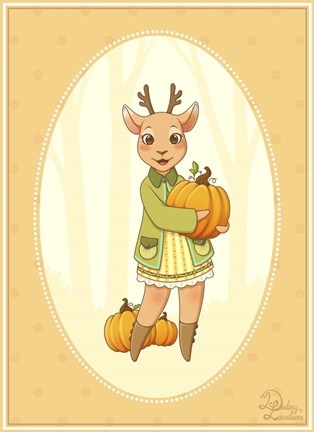 Framed Autumn Woodland Deer Print