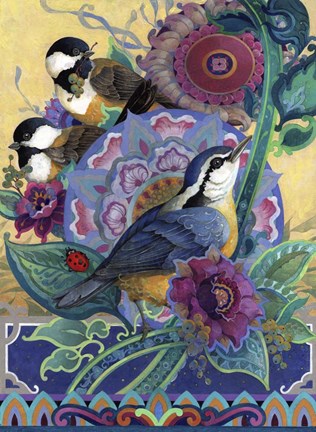 Framed Garden Bird Trio Print