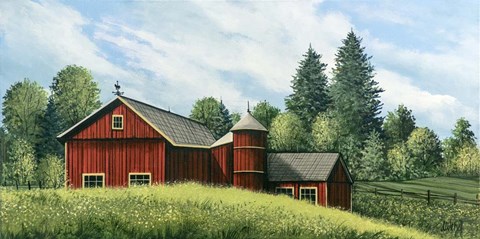 Framed Red Barn Summer 2 Print