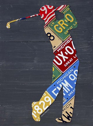 Framed Golfer License Plateart Print