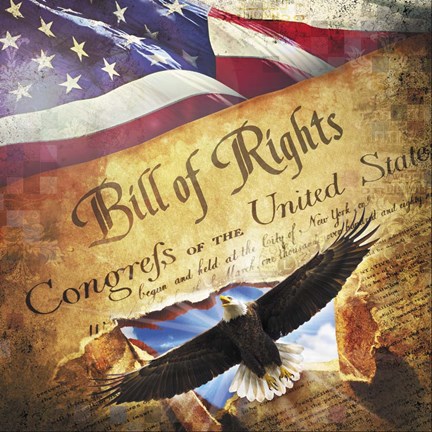 Framed Bill of Rights Eagle Bursting Out Print