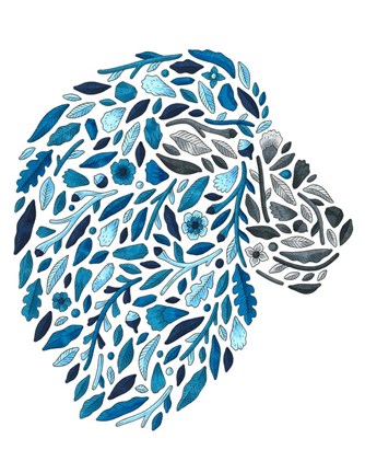 Framed Blooming Animals - Lion Print