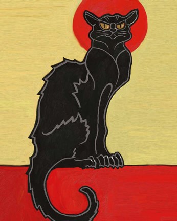 Framed Black Cat Red Moon Print