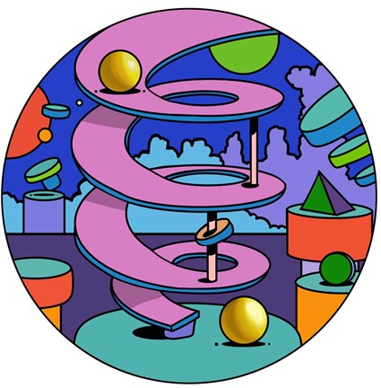 Framed Pink Ramp Circle Print