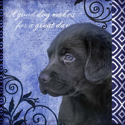 Framed Blue Pup Pattern Print