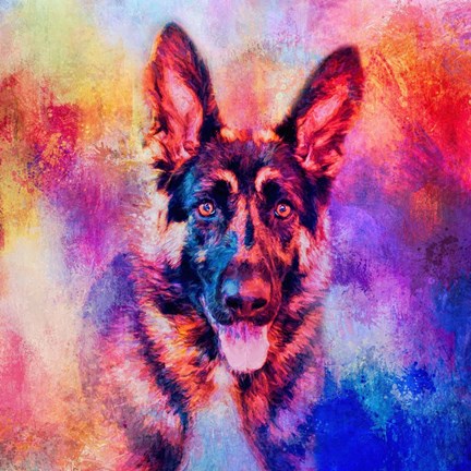 Framed Jazzy German Shepherd Print